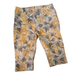 Chico's High Rise Jeans with Yellow and Gray Leaf Pattern